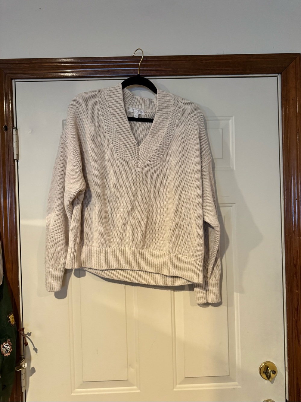 J.Crew women’s Cream Knit V-Neck Sweater